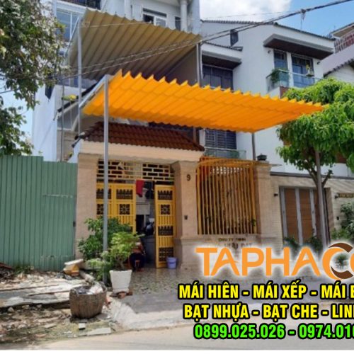 Mái bạt xếp che sân trước nhà 3 Mái bạt xếp lượn sóng giá rẻ