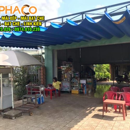Mái bạt xếp che sân trước nhà 2 Mái bạt xếp giá rẻ