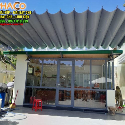 Mái hiên di động, mái xếp che hiên nhà bền đẹp 5 Lắp đặt mái xếp lượn sóng, mái bạt kéo che nắng giá rẻ