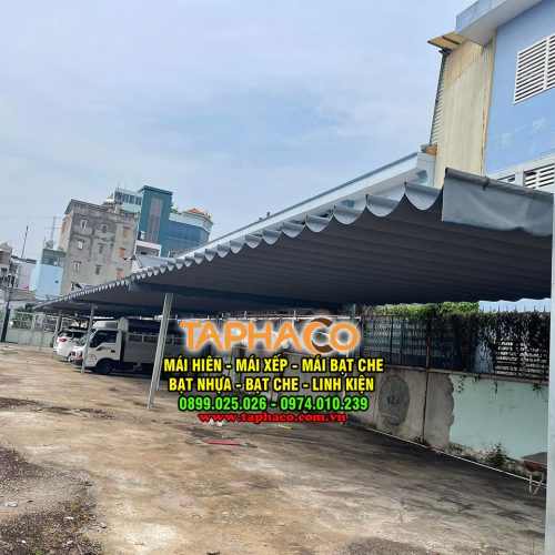 Mái che bạt xếp bãi xe, nhà xe giá rẻ