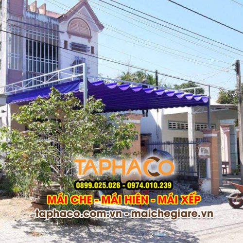 Mái Che Sân Giá Rẻ – Bạt Tốt, Đẹp, Chắc Chắn, Tiết Kiệm 2 Mái Bạt Kéo, mái che di động TaPhaCo