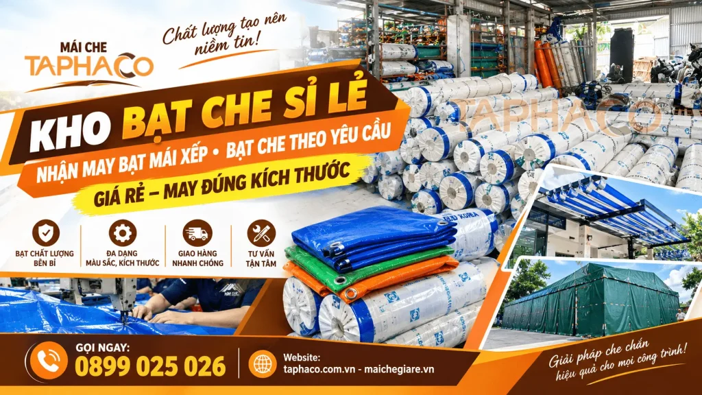 Xưởng May Bạt TaPhaCo – Gia Công Bạt Che Nắng Mưa, Mái Hiên, Mái Xếp Theo Yêu Cầu Giá Rẻ